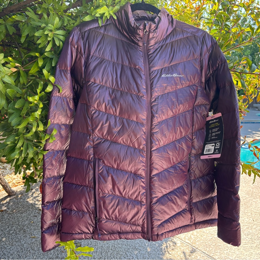 NWT Eddie Bauer Women's Purple packable down Puffer Jacket coat size S